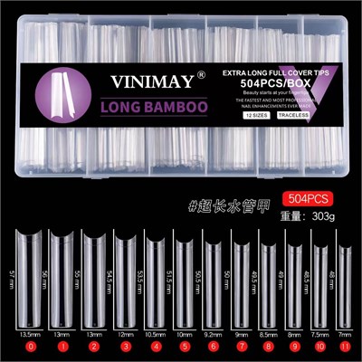 Гелевые типсы Vinimay LONG BAMBOO прозрачные 504 шт 2000000053059