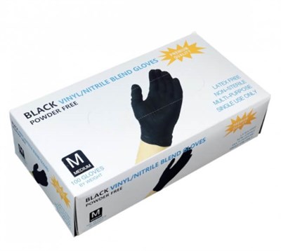 Перчатки Нитровинил Wally Plastic M, черные 50 пар 2084035024420