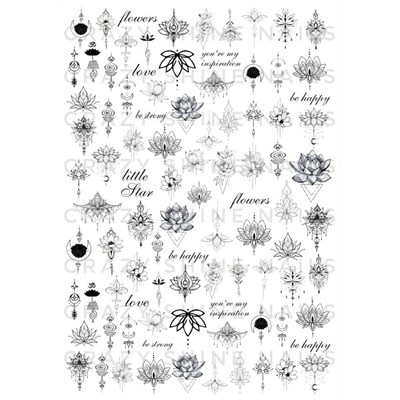 Слайдер-дизайн Crazy Shine Nails mini: Тату-цветы 4607790910708