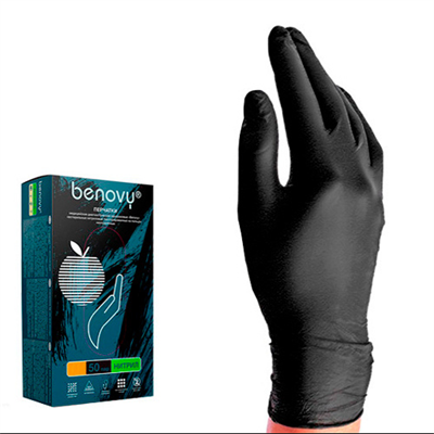 Перчатки нитриловые Benovy S 50 пар черные 4630300509314