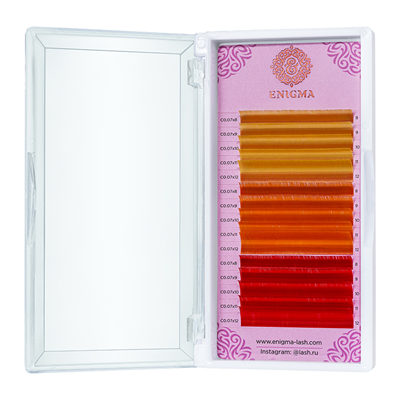 Цветные ресницы Enigma микс 0,10/D/8-12 mm "Spicy citrus" (15 линий) 4630073756380