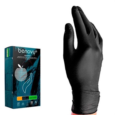 Перчатки нитриловые Benovy XS черные 50 пар 4630300502810