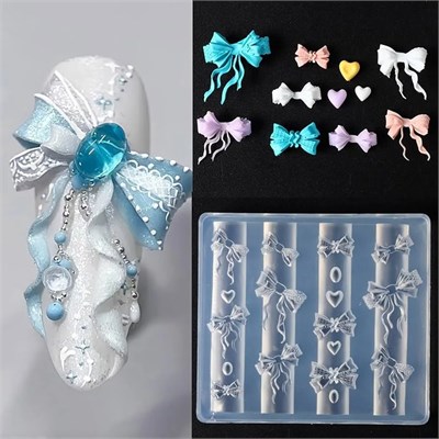 Молд силиконовый "Бантики с сердечками" 2000000062150