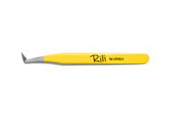 Пинцет для наращивания ресниц Rili, Yellow line,  тип Круглый сапожок 4657763508449