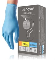 Перчатки нитриловые Benovy S голубые 50 пар 4650266785836